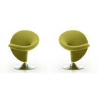 Manhattan Comfort 2-AC040-GR Curl Green and Polished Chrome Wool Blend Swivel Accent Chair (Set of 2)